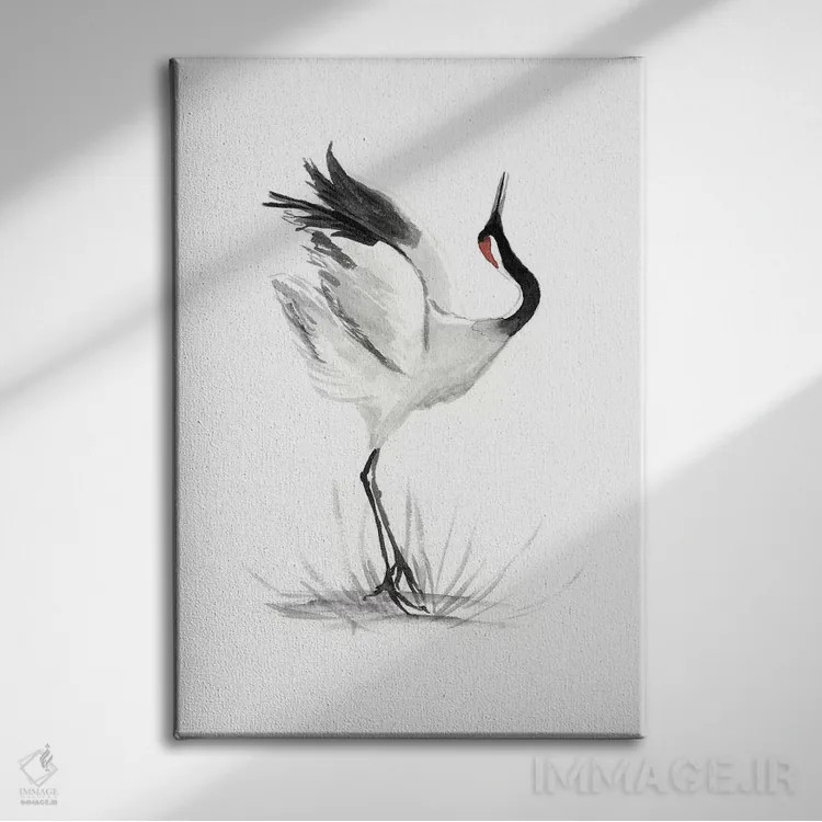 تابلو دکوراتیو درناهای ژاپنی یک اثر نائومی مک کاویت - نمای روبهرو روی دیوار