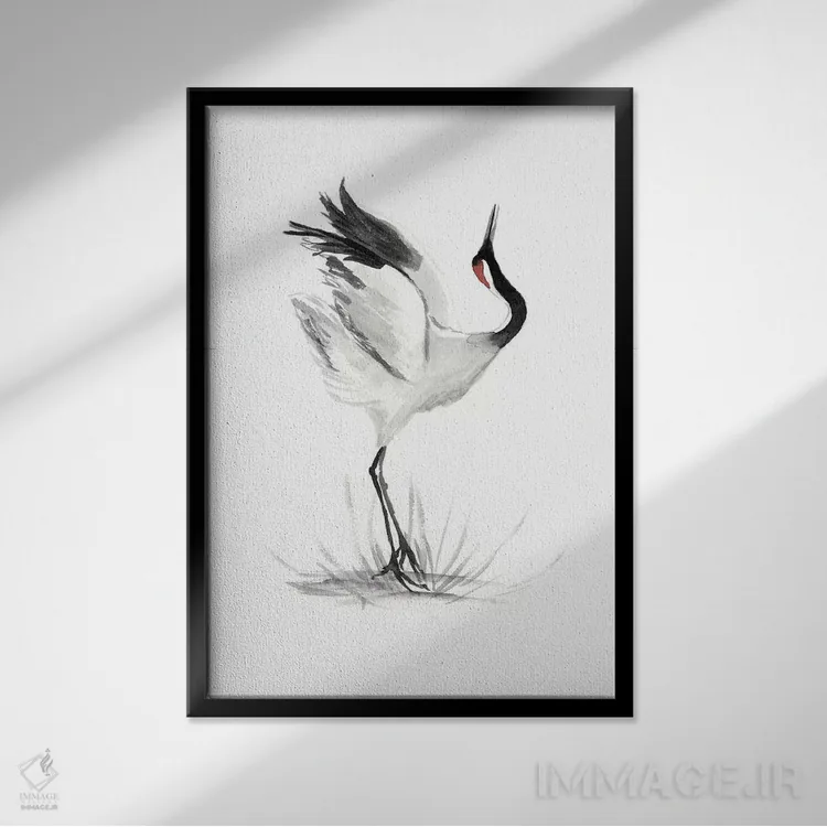 تابلو دکوراتیو درناهای ژاپنی یک اثر نائومی مک کاویت - نمای قابدار مشکی