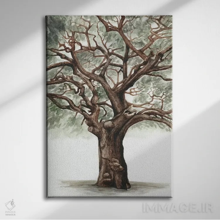 تابلو دکوراتیو ترکیب درخت بلوط دوم اثر نائومی مک کاویت - نمای روبهرو روی دیوار