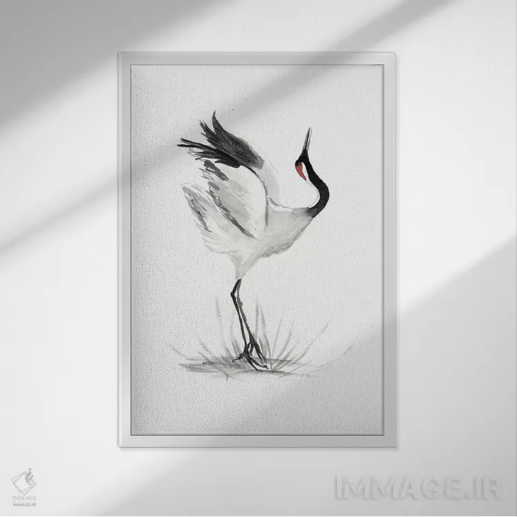 تابلو دکوراتیو درناهای ژاپنی یک اثر نائومی مک کاویت - نمای قابدار سفید