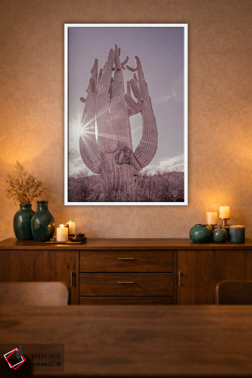 تابلو دکوراتیو کاکتوس ساگوارو کویر خاک آلود اثر نیتن لارسون - D1W