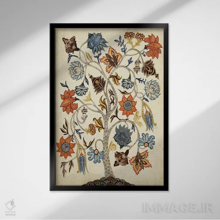 تابلو دکوراتیو درخت زندگی کلاسیک اثر نائومی مک کاویت - نمای قابدار مشکی