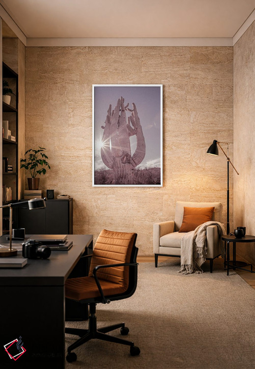 تابلو دکوراتیو کاکتوس ساگوارو کویر خاک آلود اثر نیتن لارسون - D6W