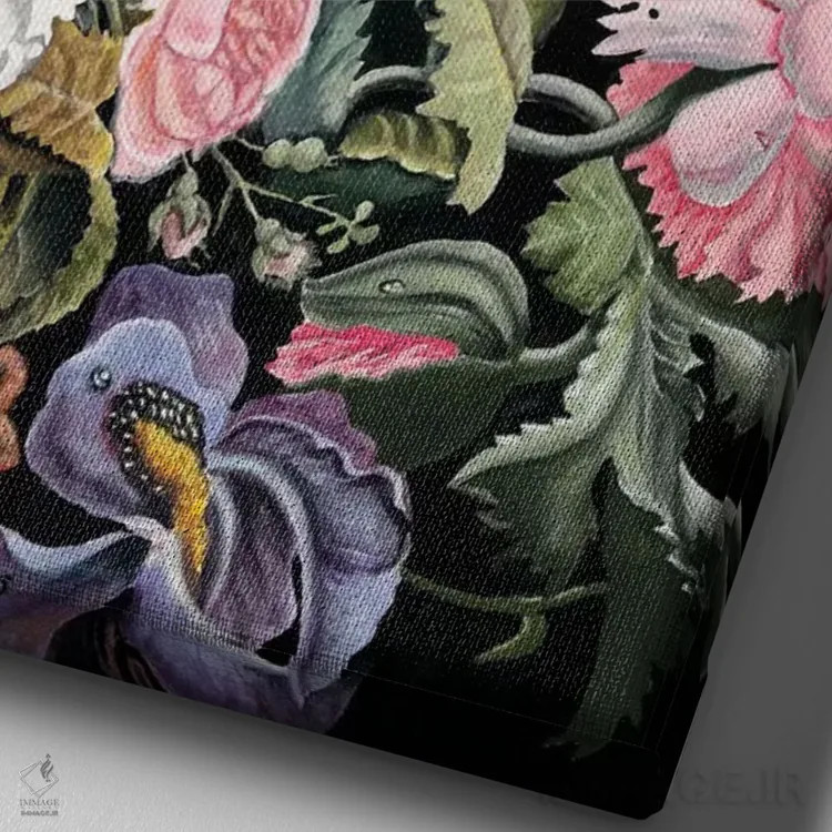 تابلو دکوراتیو دیپتیک باروک دو اثر نائومی مک کاویت - نمای نزدیک بافت بوم