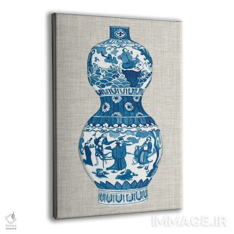 تابلو دکوراتیو گلدان مینگ روی کتان چهارم اثر نائومی مک کاویت - نمای پرسپکتیو محصول