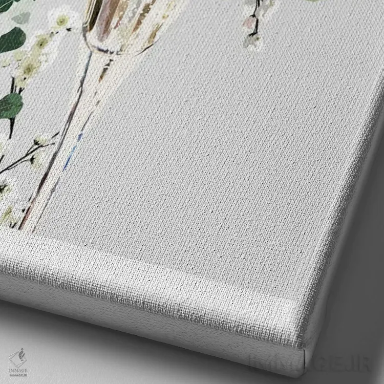 تابلو دکوراتیو لیوان شامپاین خاکستری اثر نائومی دیویس - نمای نزدیک بافت بوم