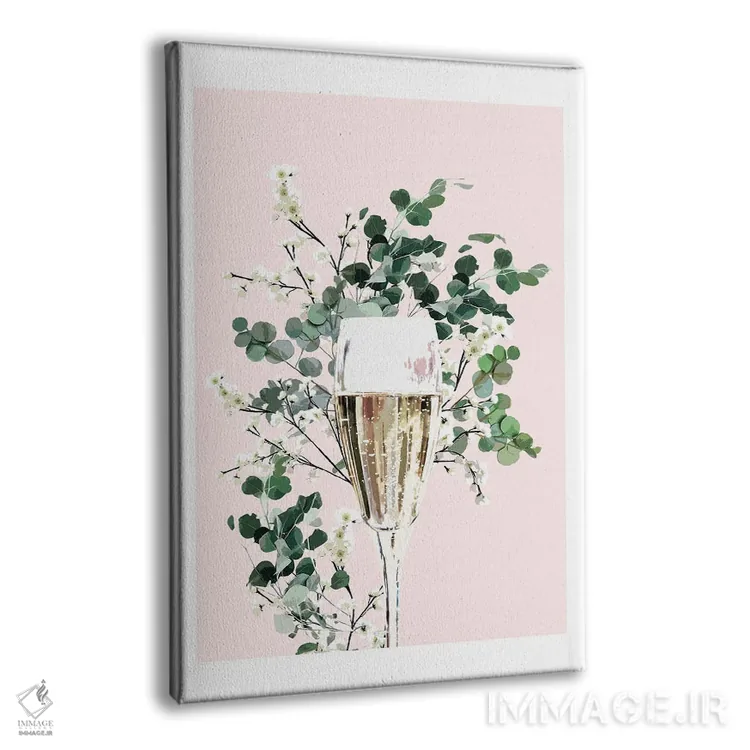 تابلو دکوراتیو لیوان شامپاین صورتی اثر نائومی دیویس - نمای پرسپکتیو محصول