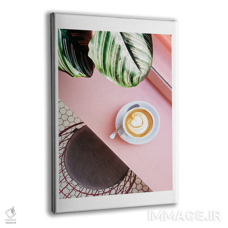 تابلو دکوراتیو پوستر قهوه صورتی اثر نائومی دیویس - نمای پرسپکتیو محصول