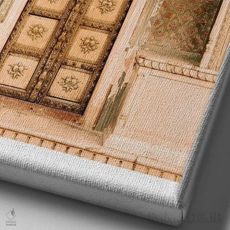 تابلو دکوراتیو درب طلایی مراکشی اثر نائومی دیویس - نمای نزدیک بافت بوم