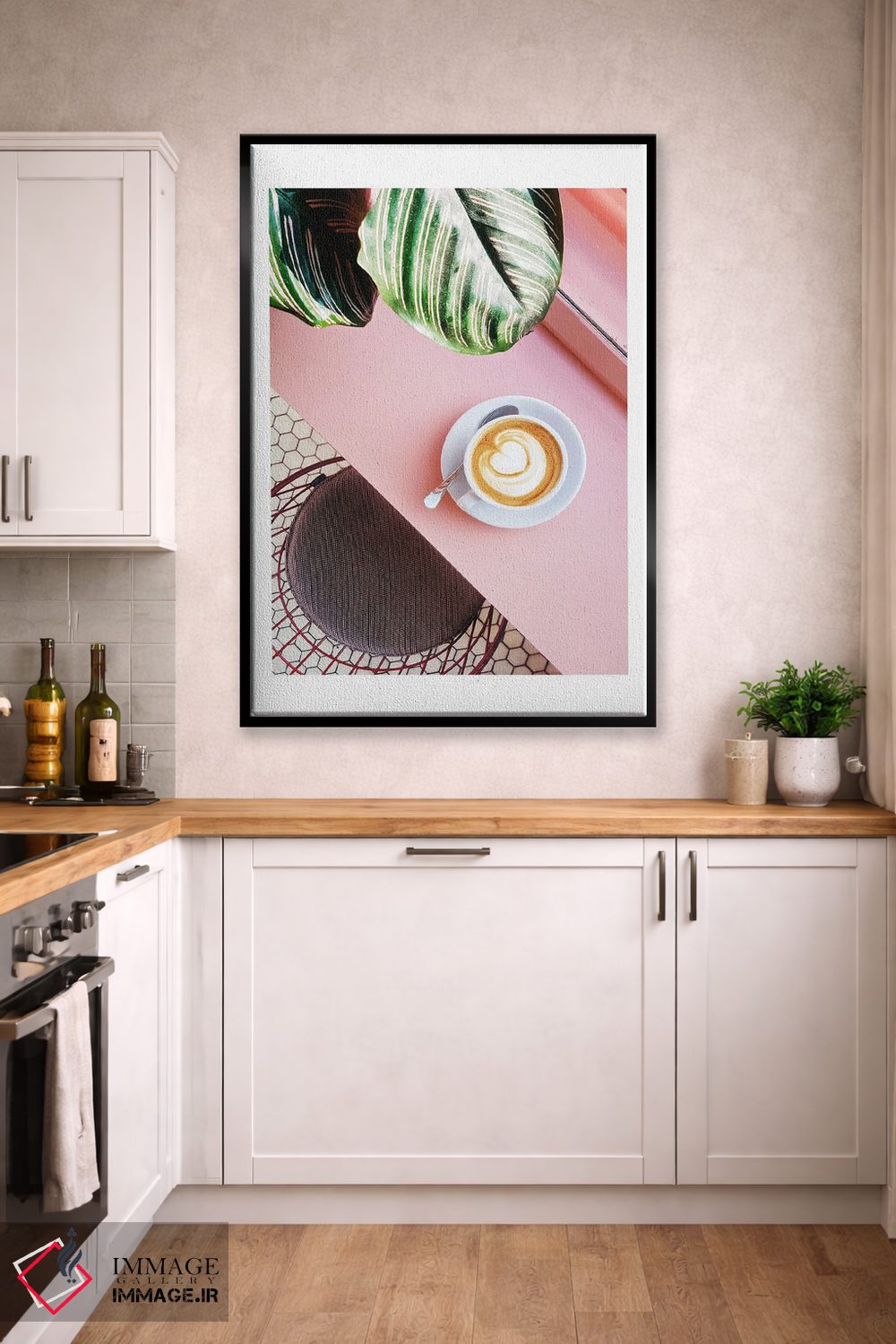 تابلو دکوراتیو پوستر قهوه صورتی اثر نائومی دیویس - D2B