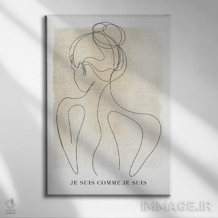 تابلو مینیمال زن با طراحی خطی مینیمال اثر نائومی دیویس - نمای روبهرو روی دیوار
