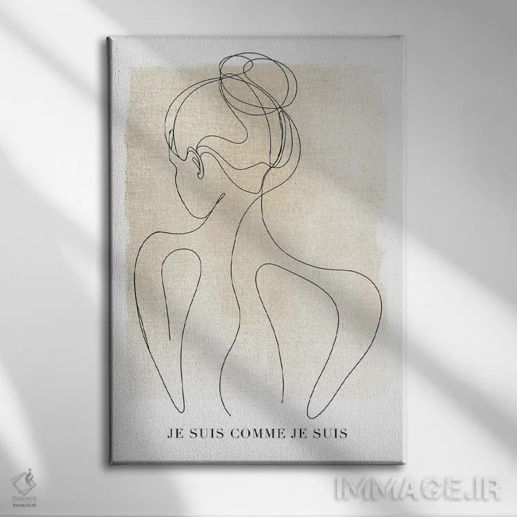 تابلو مینیمال زن با طراحی خطی مینیمال اثر نائومی دیویس - نمای روبهرو روی دیوار