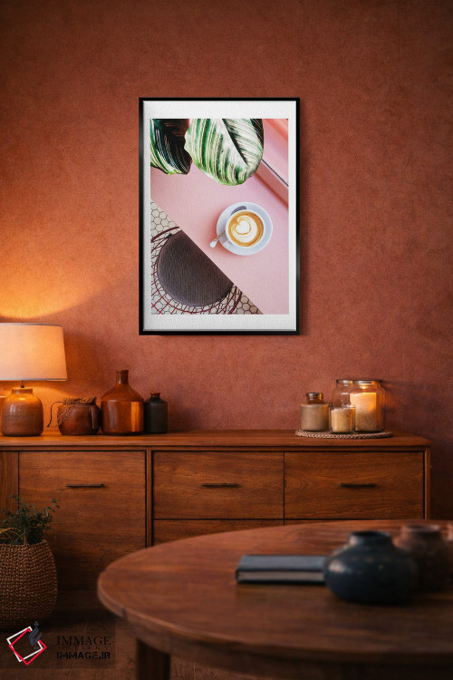 تابلو دکوراتیو پوستر قهوه صورتی اثر نائومی دیویس - D5B