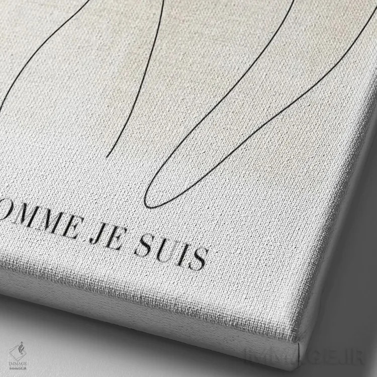 تابلو مینیمال زن با طراحی خطی مینیمال اثر نائومی دیویس - نمای نزدیک بافت بوم