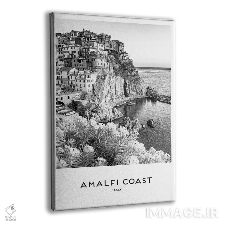 تابلو دکوراتیو ساحل آمالفی سیاه و سفید اثر نائومی دیویس - نمای پرسپکتیو محصول