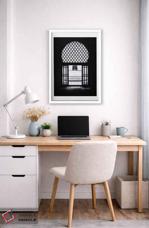 تابلو دکوراتیو پنجره در مراکش سیاه و سفید اثر نائومی دیویس - D4W