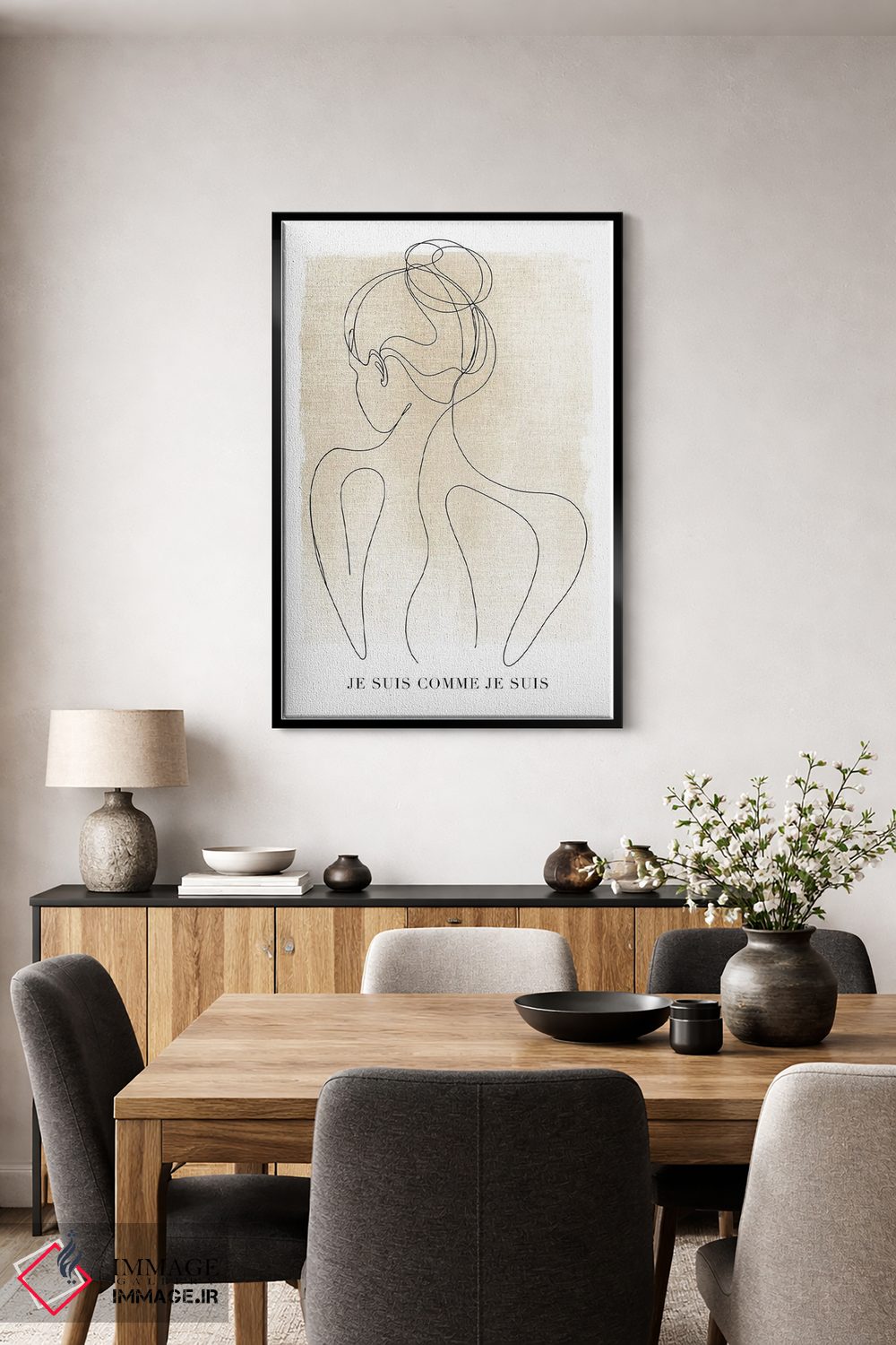 تابلو مینیمال زن با طراحی خطی مینیمال اثر نائومی دیویس - D5B