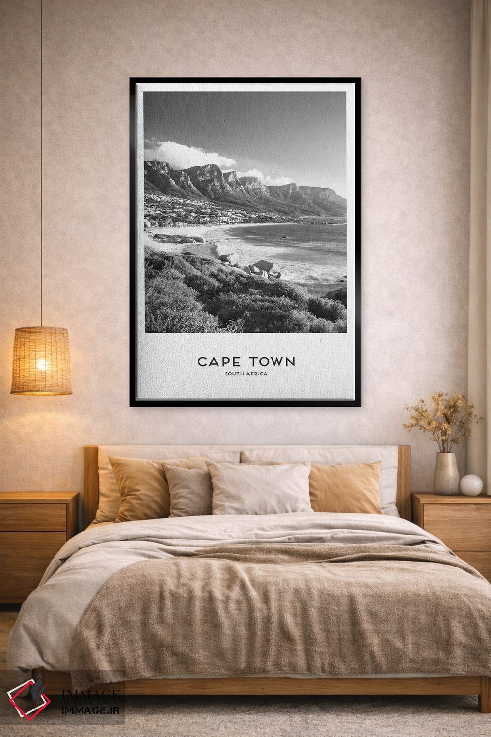 تابلو دکوراتیو کیپ تاون آفریقای جنوبی سیاه و سفید اثر نائومی دیویس - D1B