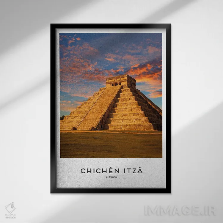 تابلو دکوراتیو چیچن ایتزا مکزیک اثر نائومی دیویس - نمای قابدار مشکی