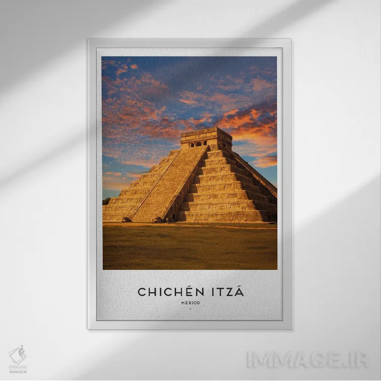 تابلو دکوراتیو چیچن ایتزا مکزیک اثر نائومی دیویس - نمای قابدار سفید