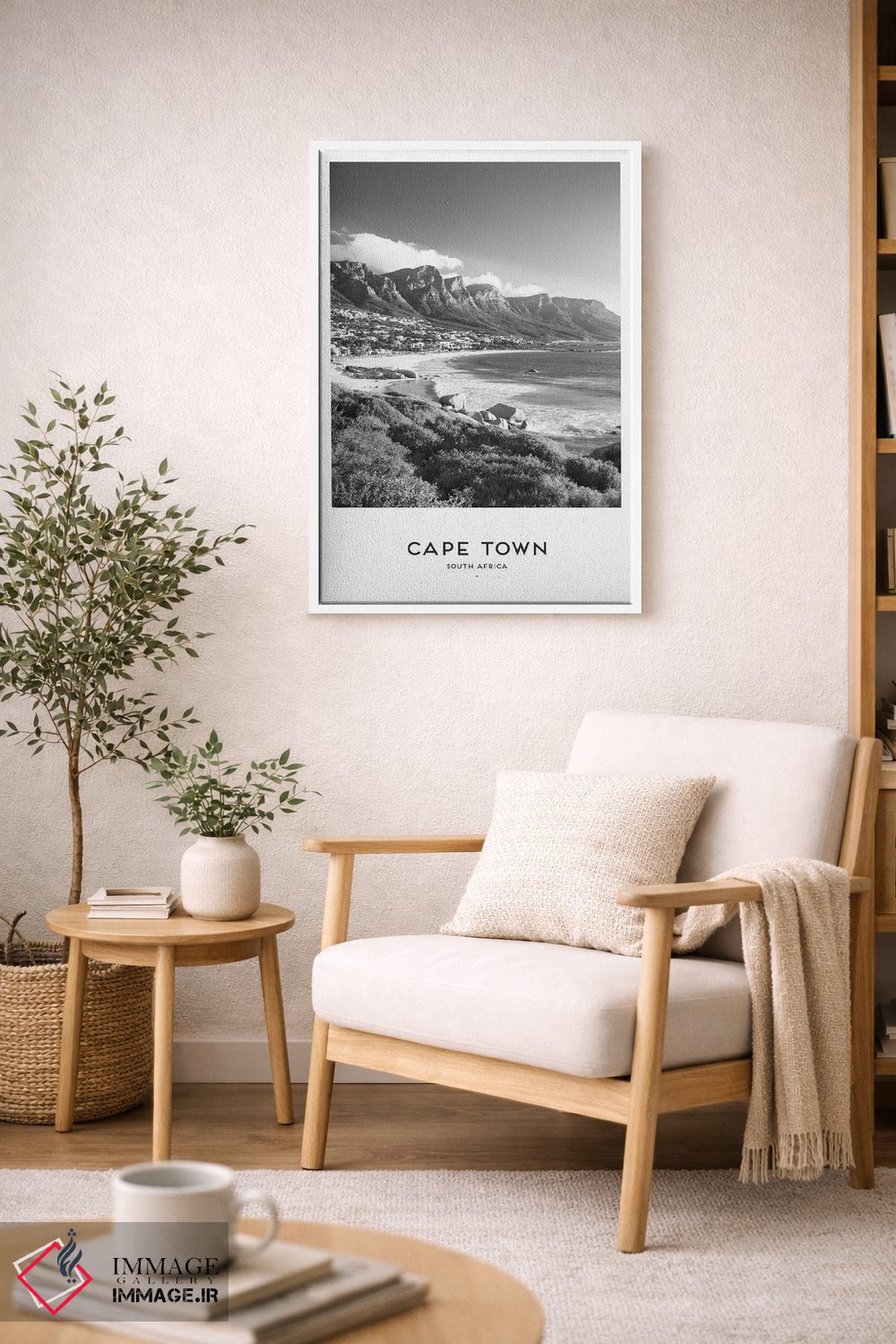 تابلو دکوراتیو کیپ تاون آفریقای جنوبی سیاه و سفید اثر نائومی دیویس - D3W