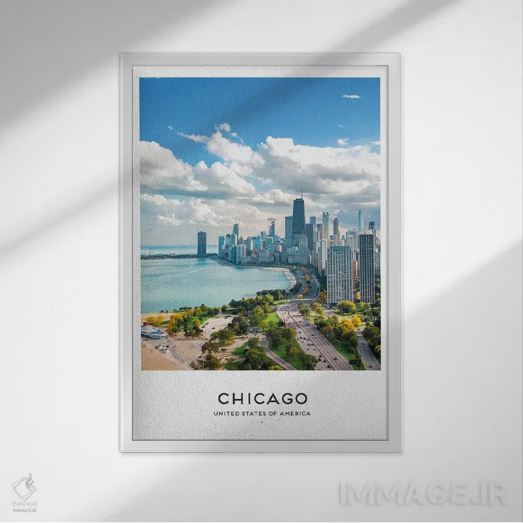 تابلو دکوراتیو شیکاگو آمریکا اثر نائومی دیویس - نمای قابدار سفید
