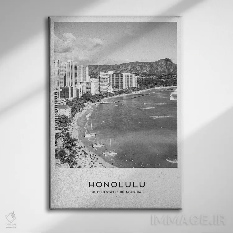 تابلو دکوراتیو هونولولو هاوایی اثر نائومی دیویس - نمای روبهرو روی دیوار