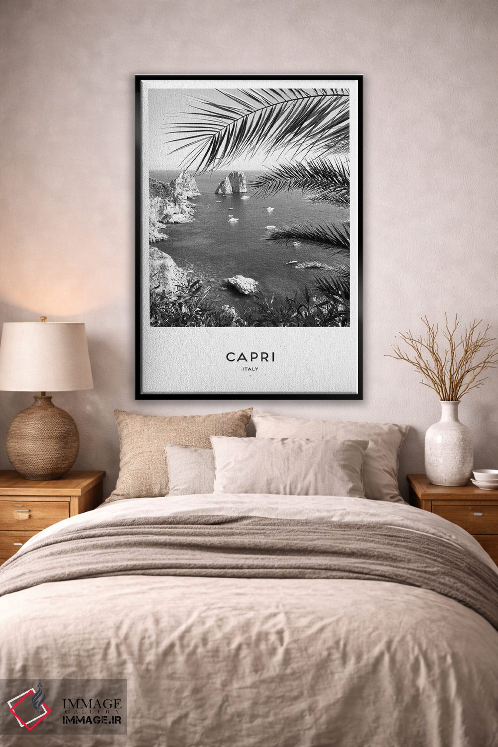 تابلو دکوراتیو کاپری ایتالیا سیاه و سفید اثر نائومی دیویس - D1B