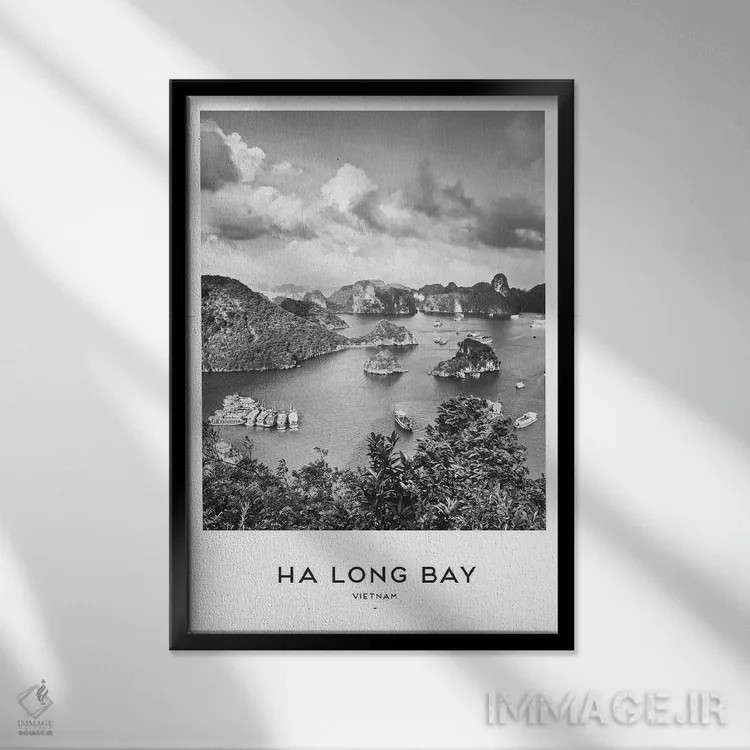 تابلو دکوراتیو خلیج ها لونگ ویتنام اثر نائومی دیویس - نمای قابدار مشکی