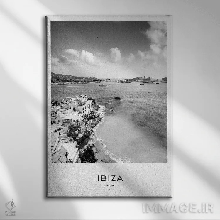 تابلو دکوراتیو ایبیزا اسپانیا اثر نائومی دیویس - نمای روبهرو روی دیوار