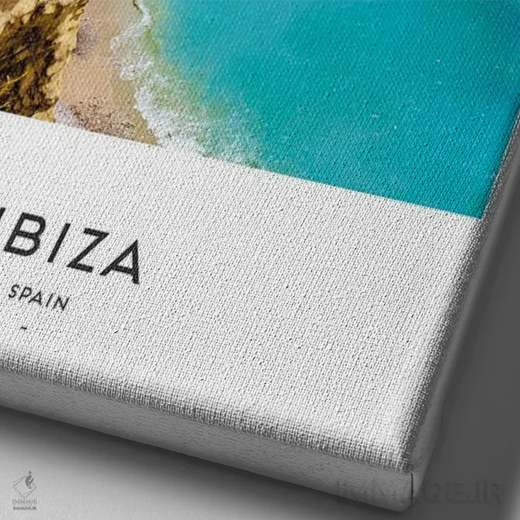 تابلو دکوراتیو ایبیزا اسپانیا اثر نائومی دیویس - نمای نزدیک بافت بوم