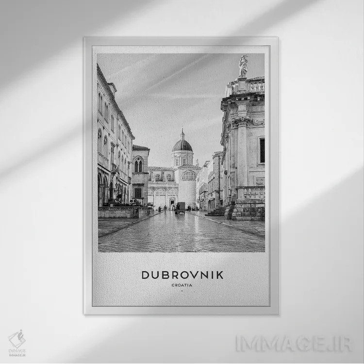 تابلو دکوراتیو دوبروونیک کرواسی اثر نائومی دیویس - نمای قابدار سفید