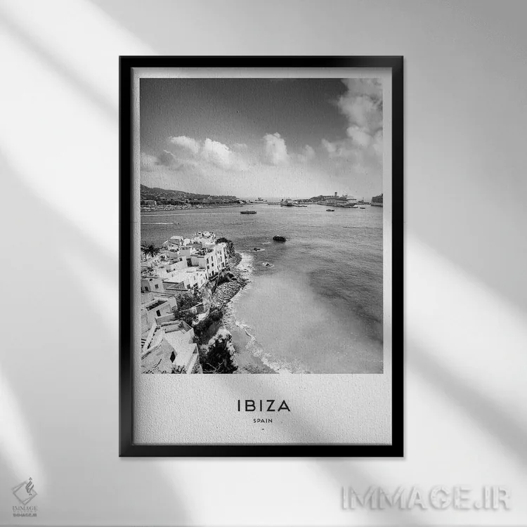 تابلو دکوراتیو ایبیزا اسپانیا اثر نائومی دیویس - نمای قابدار مشکی