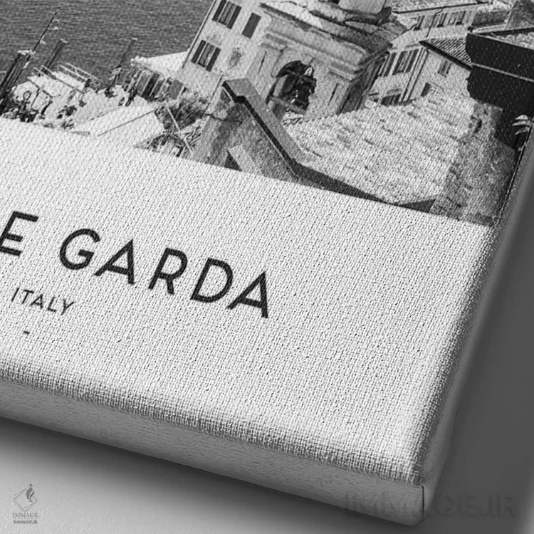 تابلو دکوراتیو دریاچه گاردا ایتالیا اثر نائومی دیویس - نمای نزدیک بافت بوم