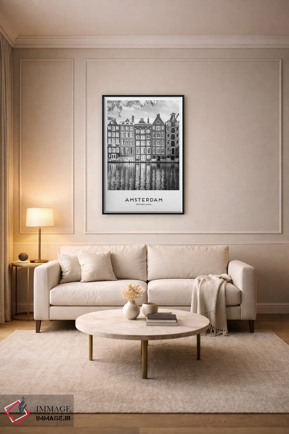 تابلو دکوراتیو آمستردام هلند سیاه و سفید اثر نائومی دیویس - D3B