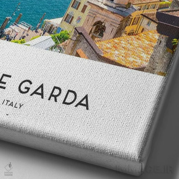 تابلو دکوراتیو دریاچه گاردا ایتالیا اثر نائومی دیویس - نمای نزدیک بافت بوم