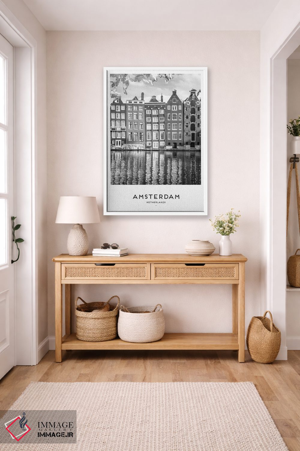 تابلو دکوراتیو آمستردام هلند سیاه و سفید اثر نائومی دیویس - D4W