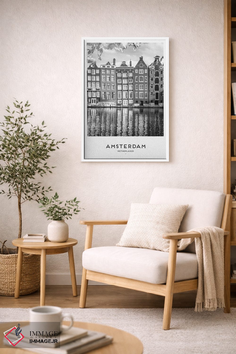 تابلو دکوراتیو آمستردام هلند سیاه و سفید اثر نائومی دیویس - D5W