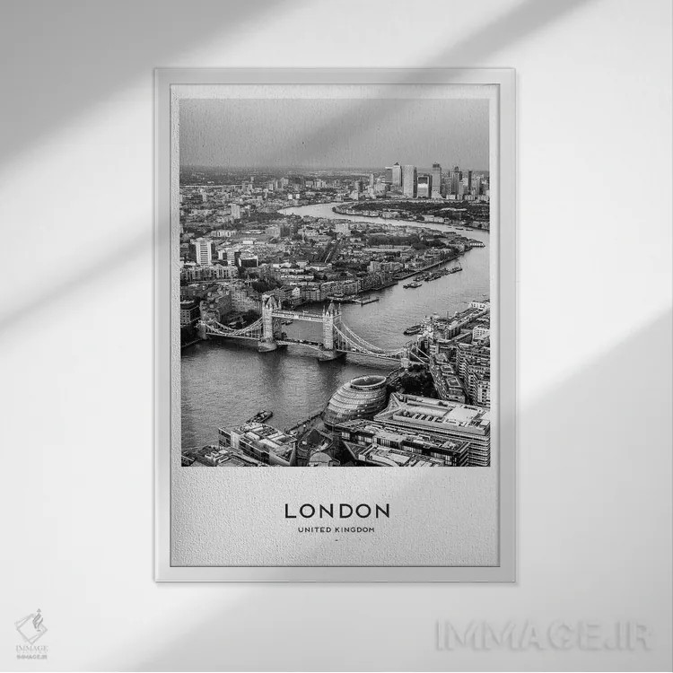 تابلو دکوراتیو لندن انگلستان اثر نائومی دیویس - نمای قابدار سفید