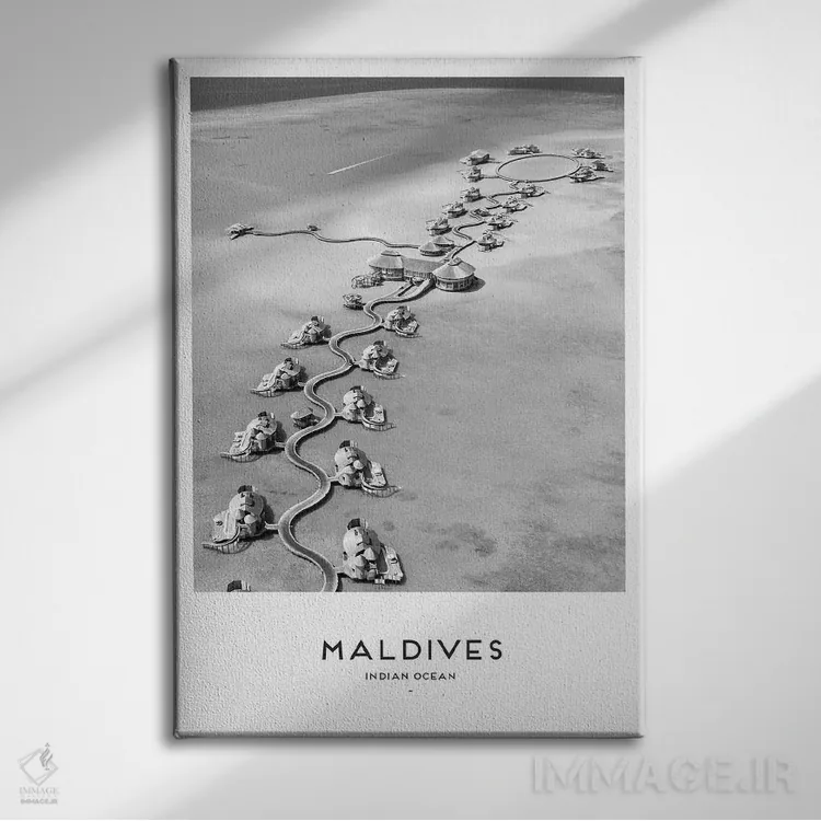 تابلو دکوراتیو مالدیو اثر نائومی دیویس - نمای روبهرو روی دیوار