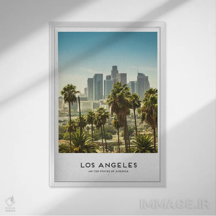 تابلو دکوراتیو لس آنجلس آمریکا اثر نائومی دیویس - نمای قابدار سفید