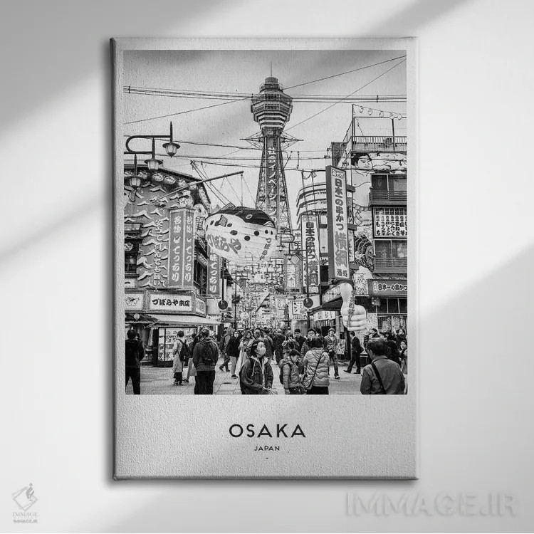 تابلو دکوراتیو اوساکا ژاپن اثر نائومی دیویس - نمای روبهرو روی دیوار