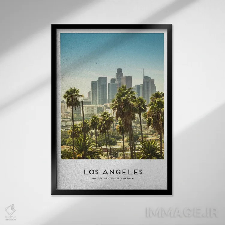 تابلو دکوراتیو لس آنجلس آمریکا اثر نائومی دیویس - نمای قابدار مشکی