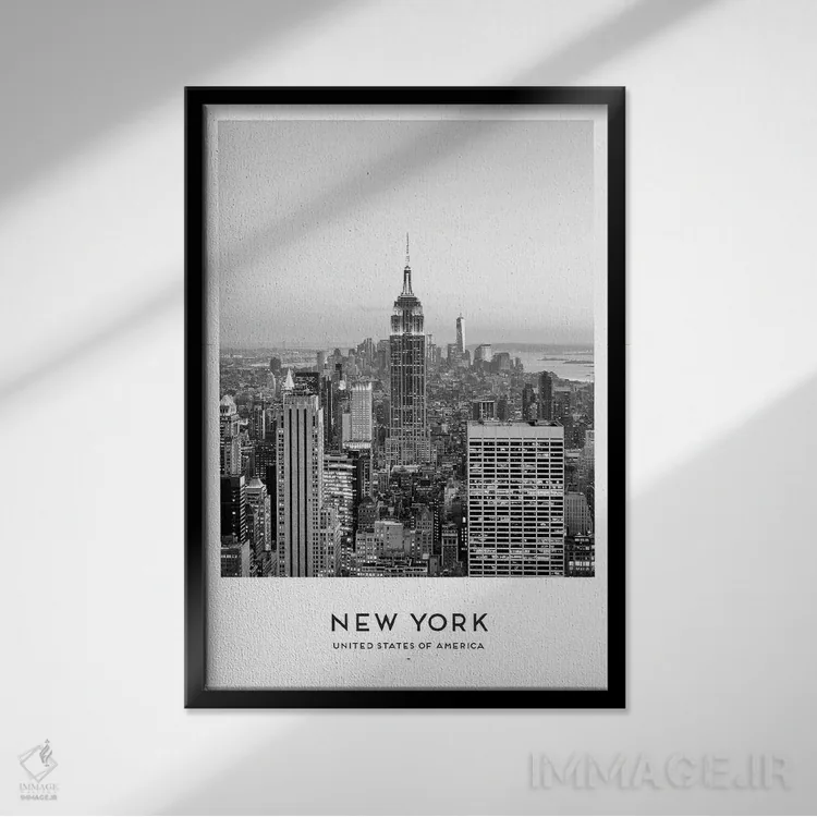 تابلو دکوراتیو نیویورک آمریکا اثر نائومی دیویس - نمای قابدار مشکی