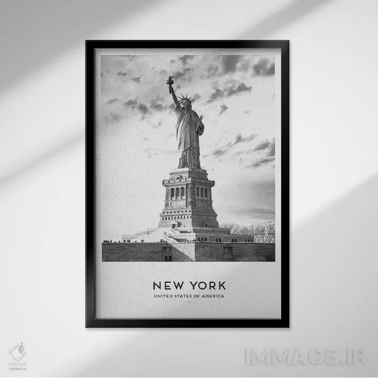 تابلو دکوراتیو مجسمه آزادی نیویورک اثر نائومی دیویس - نمای قابدار مشکی