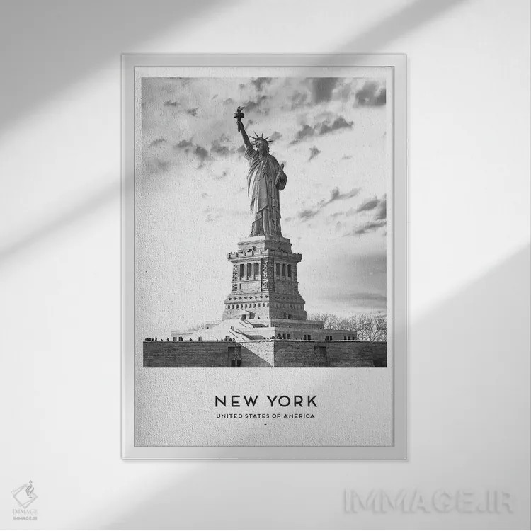 تابلو دکوراتیو مجسمه آزادی نیویورک اثر نائومی دیویس - نمای قابدار سفید