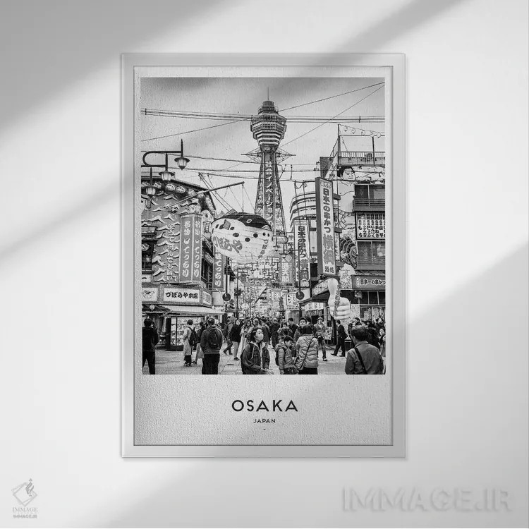 تابلو دکوراتیو اوساکا ژاپن اثر نائومی دیویس - نمای قابدار سفید