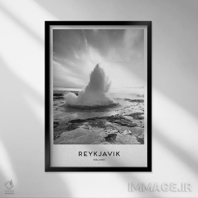 تابلو دکوراتیو ریکیاویک ایسلند اثر نائومی دیویس - نمای قابدار مشکی