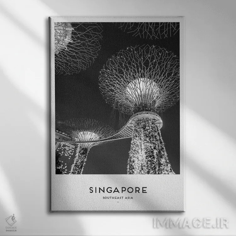 تابلو دکوراتیو سنگاپور اثر نائومی دیویس - نمای روبهرو روی دیوار