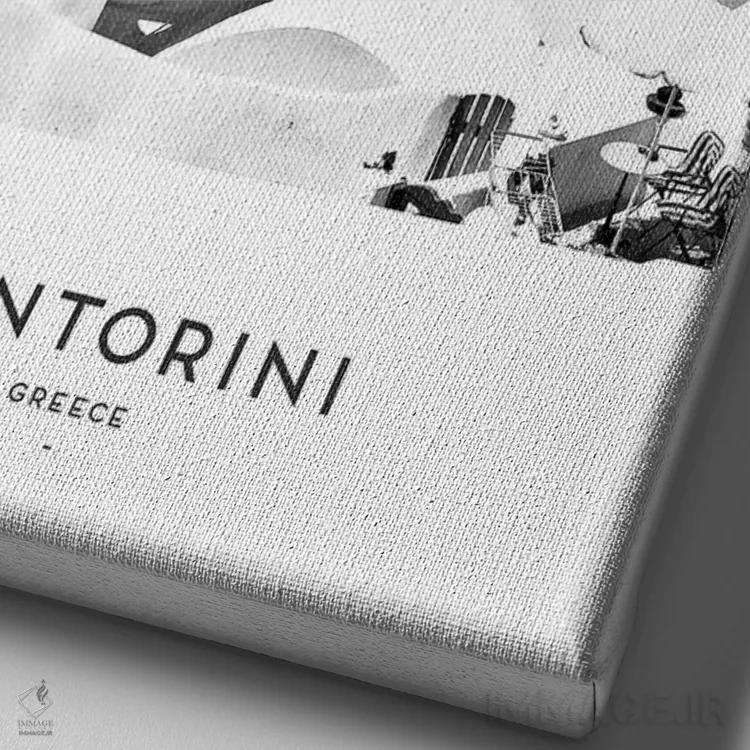 تابلو دکوراتیو سانتورینی یونان اثر نائومی دیویس - نمای نزدیک بافت بوم